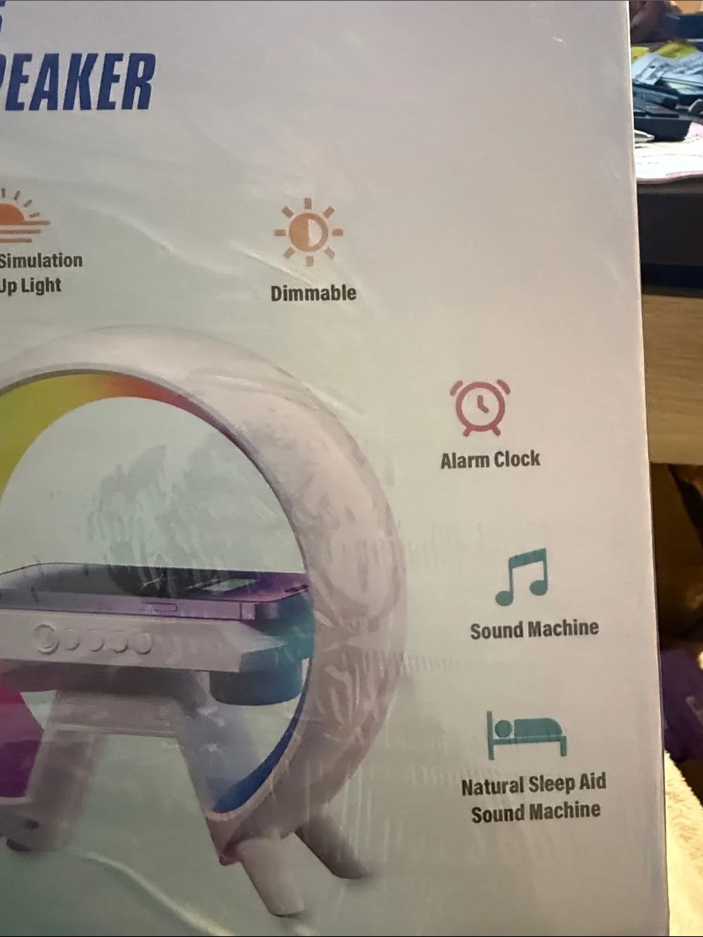 LED Wireless Charging Speaker XM - X63 in White with Rainbow Accent
